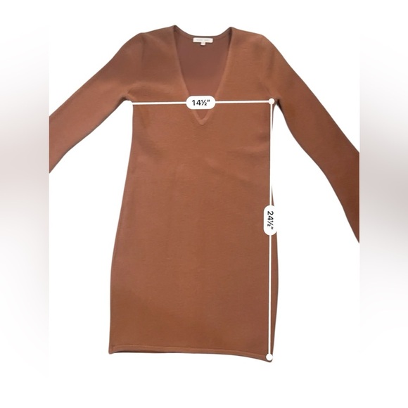 Ronny Kobo Women’s Size M Rust Knit Bell Sleeve Bodycon Mini Dress Deep V-Neck - Picture 8 of 12